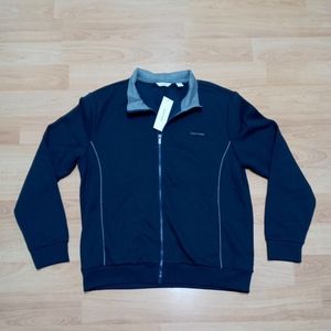 New Mens Calvin Klein Full Zip Knit Track Jacket Sz XL Sky Captain Blue $89 NWT.